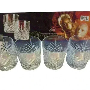 Sheryl  Weaver cristal d’arques masquerade old fashion glasses 1991 VTG set of 4